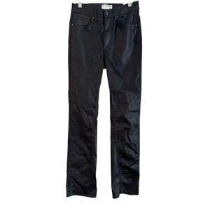 NWT Free People Women’s Xena Coated Black High Rise Slim Straight Pants Size 27